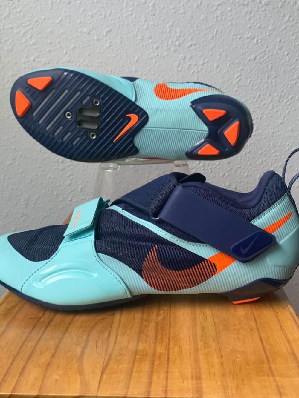 Nike SuperRep Cycle Shoes Mens 10 Blue Orange Indoor Cycling Cleats CW2191-484